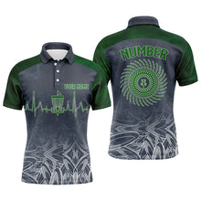 Load image into Gallery viewer, Heartbeat Mens Golf Polo Shirts, Custom Golf Shirts Disc Golf Shirts For Mens, Disc Golf Gifts LDT0052