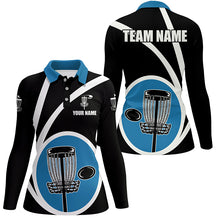 Load image into Gallery viewer, Customized Black Blue Womens Disc Golf Polo Shirts Cool Disc Golf Shirt For Team Golf Gifts LDT1245