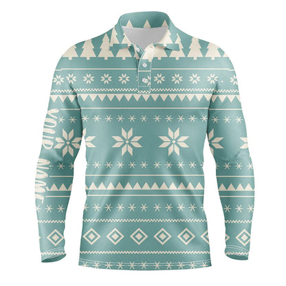 Mint Christmas Pattern With Tree Snowflakes Mens Golf Polo Shirts Holiday Winter Men Golf Tops LDT0574