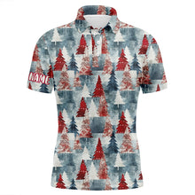 Load image into Gallery viewer, Grunge American Christmas Tree Red Blue Mens Golf Polo Shirts Vintage Golf Shirts For Men LDT0583