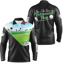 Load image into Gallery viewer, I Do Have A Retirement Plan Black Golf Pattern Custom Men Golf Tops Best Golf Gifts For Men LDT0887