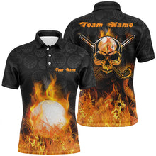 Load image into Gallery viewer, Fire Flame Golf Ball Mens Polo Shirt Custom Orange Skull Golf Shirts For Men Best Golf Gifts LDT0906