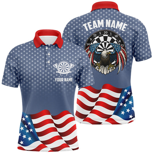 American Flag Patriotic Darts Men Polo Shirt Eagle Stars Pattern Custom Mens Dart Jersey LDT0634