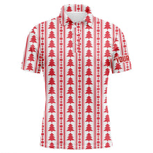 Load image into Gallery viewer, Red Christmas Trees &amp; Garlands Flat Mens Golf Polo Shirts Customized Golf Shirts For Men LDT0639