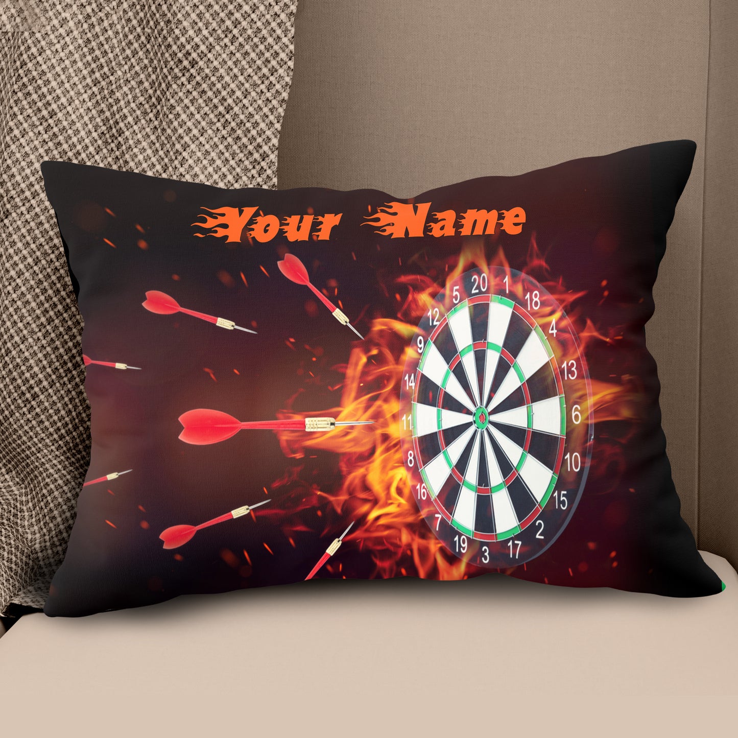 Fire Burning Dartboard Custom Pillow Personalized Darts Gifts For Player LDT1119