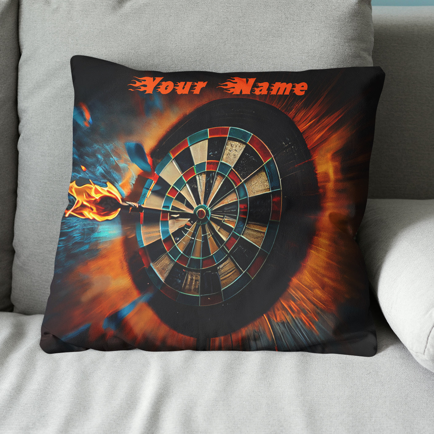 Darts On Fire Custom Pillow Personalized Darts Gift For Dart Player LDT1122
