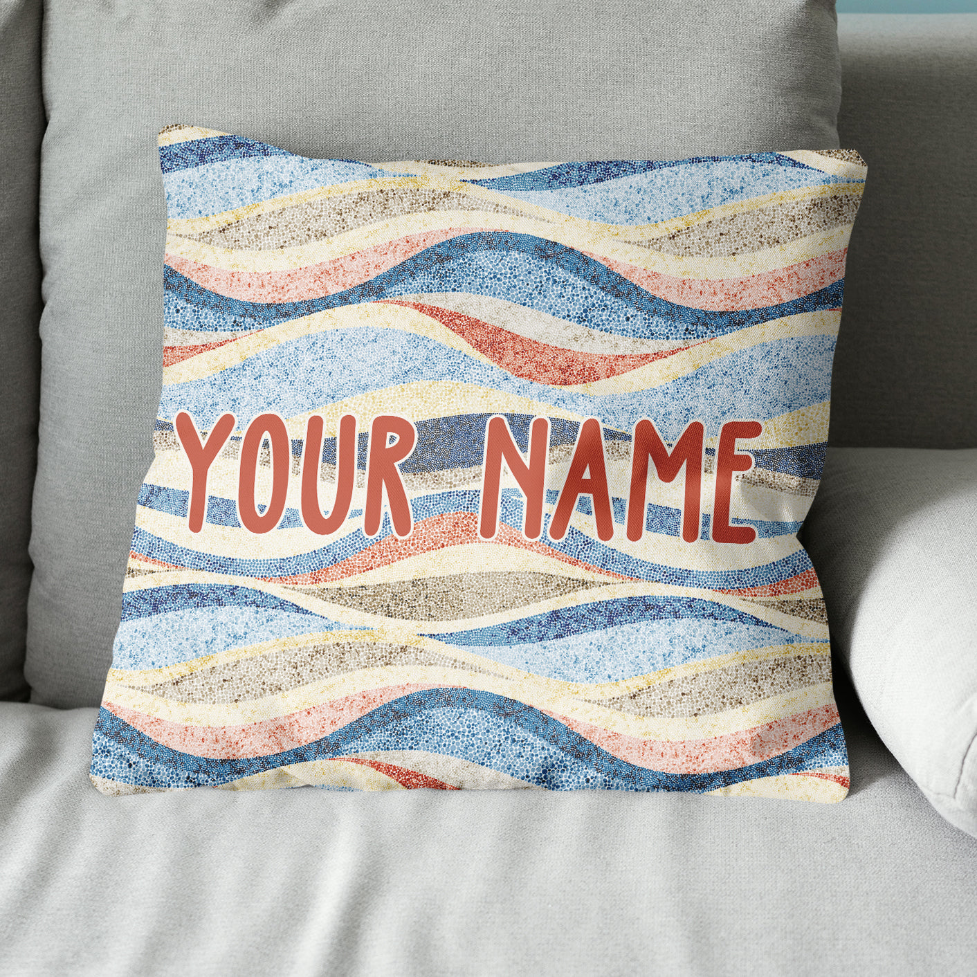 Rainbow Wavy Pattern Vintage Custom Pillow Personalized Pillow Gifts LDT1134