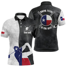 Load image into Gallery viewer, Texas Flag Mens Golf Polo Shirts, Black And White Patriotic Golf Shirts For Men, Best Golf Gifts LDT0096