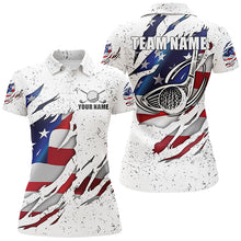 Load image into Gallery viewer, American Flag Ripped White Grunge Golf Polo Shirts Custom Patriotic Golf Shirts For Women LDT0699