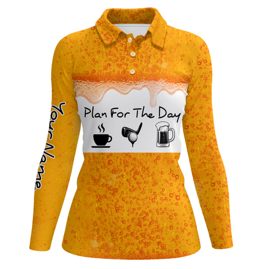 Womens Golf Polo Shirts Custom Name Beer Golf Plan Personalized Golf Shirts For Ladies, Golfer Gifts LDT0139