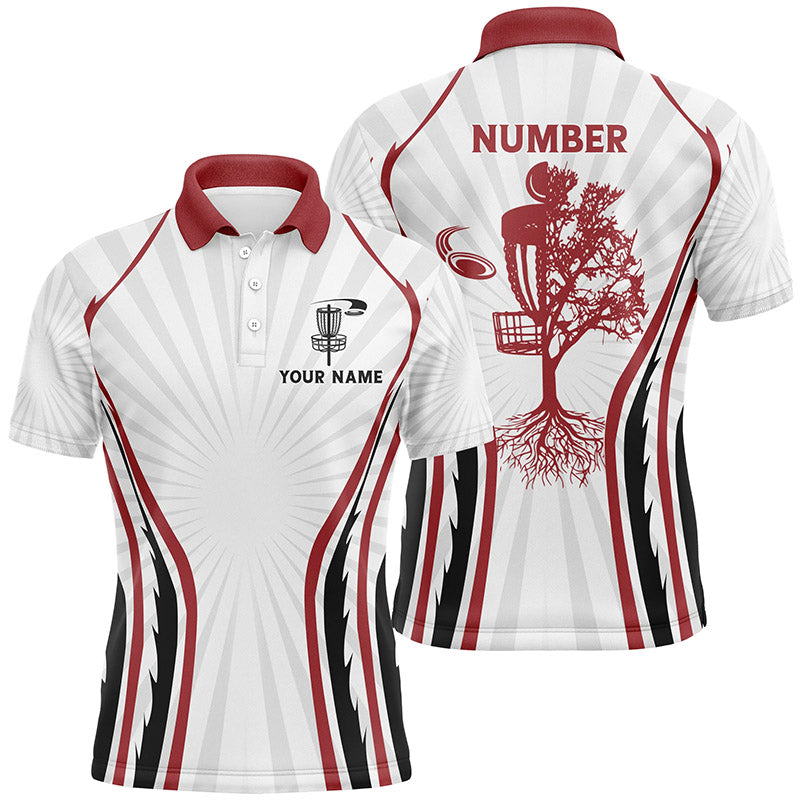 Retro Red Fire Disc Golf Mens Polo Shirt Personalized Disc Golf Shirts For Men Disc Golf Basket LDT0935