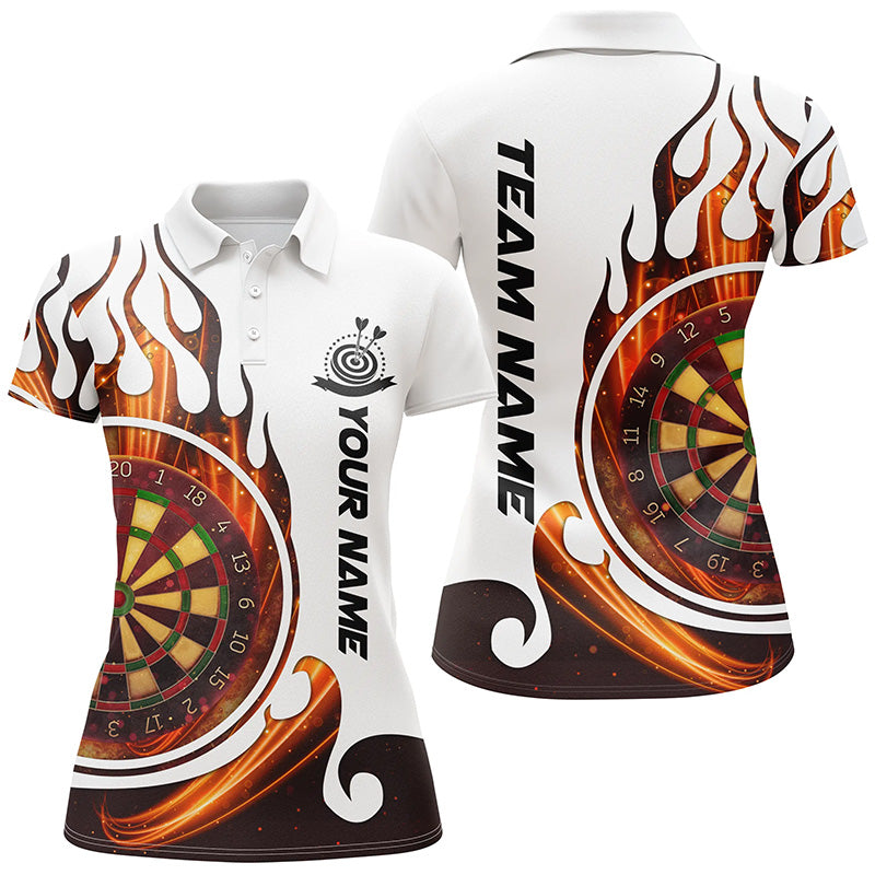 Fire Flame Dartboard Womens Darts Polo Shirt Custom Dart Shirts For Women Dart Jerseys LDT1348