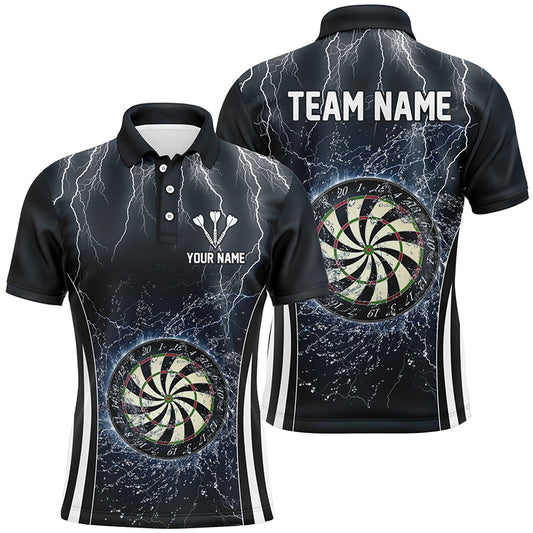 Navy Blue Thunder Lightning Mens Darts Polo Shirt Custom Dart Shirts For Men Dart Jerseys LDT1361