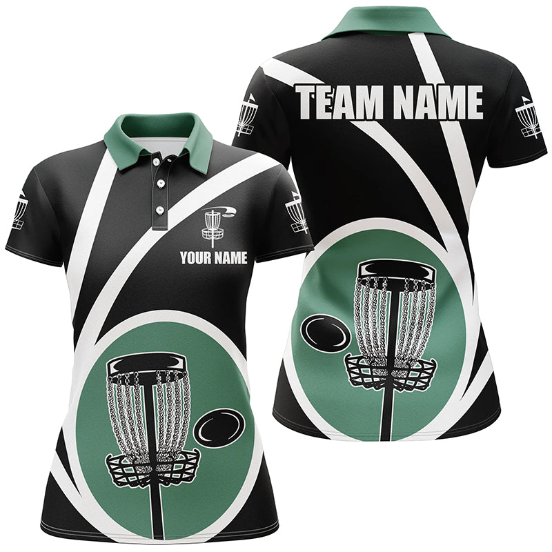 Customized Black Green Womens Disc Golf Polo Shirts Cool Disc Golf Shirt For Team Golf Gifts LDT0744