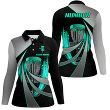 Load image into Gallery viewer, Green Black Personalized Disc Golf Polos Custom Disc Golf Basket Shirts For Women Golf Gifts LDT1401