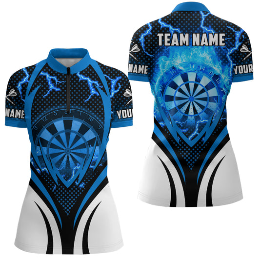 Blue Thunder Lightning Darts Quarter Zip Shirt Custom Darts Shirt For Women Dart Jerseys LDT1232