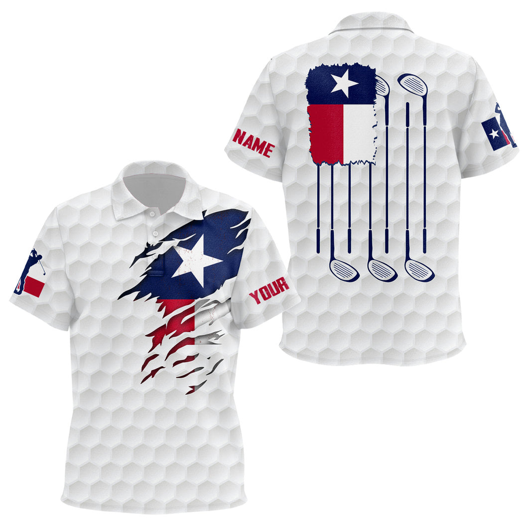 Retro Texas Flag White Golf Pattern Kids Polo Shirt Patriotic Golf Shirts For Kid Golf Gifts LDT0495
