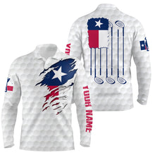 Load image into Gallery viewer, Retro Texas Flag White Golf Pattern Mens Polo Shirt Patriotic Golf Shirts For Men Golf Gifts LDT0495