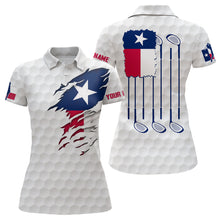 Load image into Gallery viewer, Retro Texas Flag White Golf Pattern Polo Shirt Patriotic Golf Shirts For Women Golf Gifts LDT0495