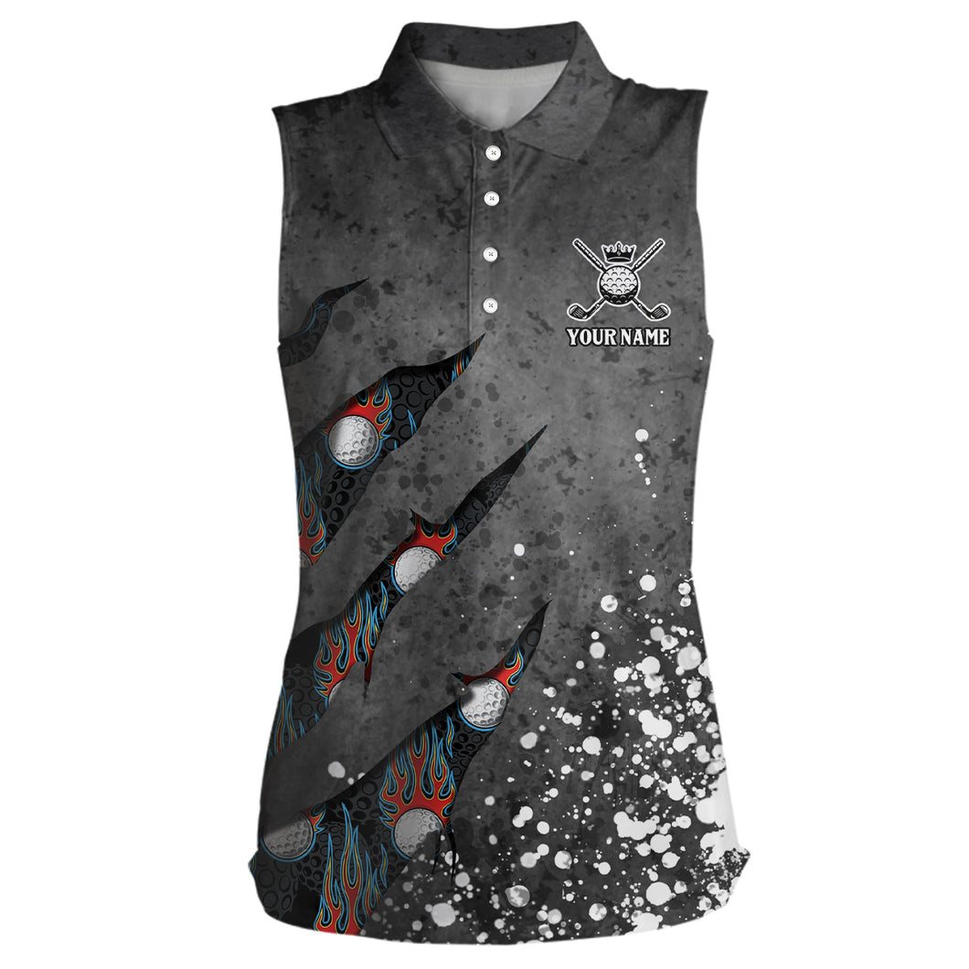 Paint Splash 3D Womens Sleeveless Polo Shirts Personalized Flame Golf Shirts For Women Golf Gifts LDT1050