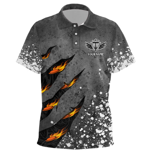 Paint Splash Kids Disc Golf Polo Shirt Personalized Fire Flame Disc Golf Shirts For Kid Golf Gifts LDT1051