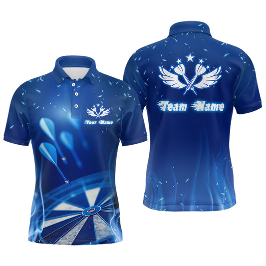 Blue Fire Flame Star Personalized Mens Darts Polo Shirt Custom Cool Dart Jerseys For Men LDT1063