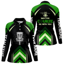 Load image into Gallery viewer, May The Course Be With You Green Womens Disc Golf Polo Shirt Custom Disc Golf Shirt For Women LDT1246
