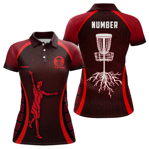 Womens Red Golf Polo Shirts, Custom Cool Golf Shirts Disc Golf Shirts For Women, Cool Golf Gifts LDT0059