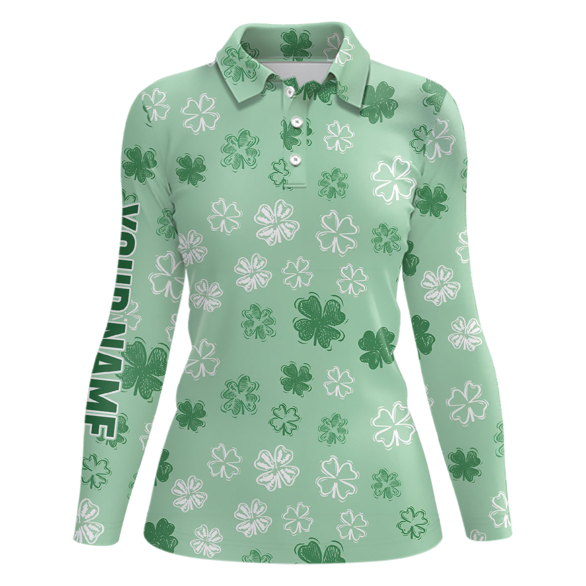 Womens Golf Polo Shirt Green Clover St Patrick Day Custom Golf Shirts For Women Golfing Gifts LDT125