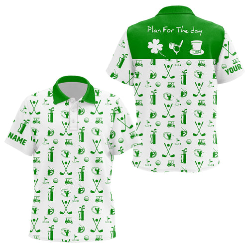 Green White Plan For The Day Golf Icon St Patrick Day Kids Polo Shirt Custom Golf Shirts For Kid LDT1279