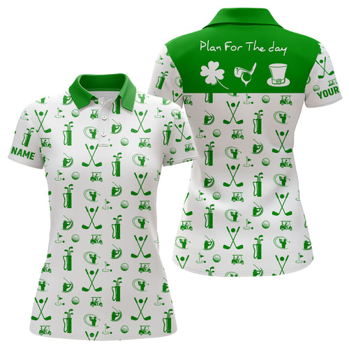 Green White Plan For The Day Golf Icon St Patrick Day Polo Shirt Custom Golf Shirts For Women LDT1279