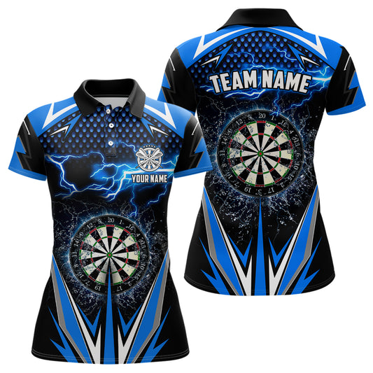 Blue Thunder Lightning Womens Darts Polo Shirt Custom Darts Shirt For Women Dart Jerseys LDT1304