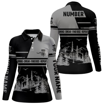 Disc Golf Swing Swear Find Disc Repeat Custom Name And Number Disc Golf Shirts For Women LDT0288