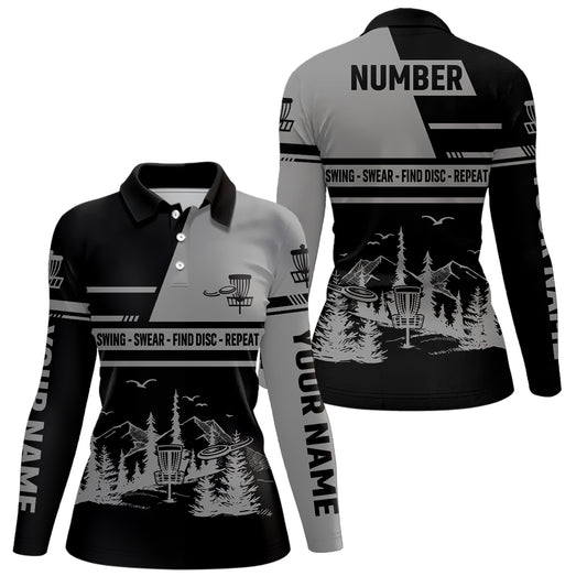 Disc Golf Swing Swear Find Disc Repeat Custom Name And Number Disc Golf Shirts For Women LDT0288