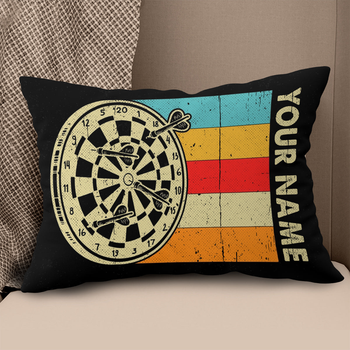 Colorful Retro Dartboard Pillow Personalized Darts Gifts For Dart Player LDT1103