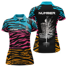 Load image into Gallery viewer, Zebra Pattern Womens Disc Golf Polo Shirts, Colorful Disc Golf Shirts For Womens, Disc Golf Gifts LDT0084