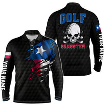 Load image into Gallery viewer, Texas Flag Mens Golf Polo Shirt, Skull Gangster Golf Shirts For Men, Custom Patriotic Golf Gifts LDT0103