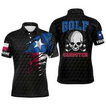 Load image into Gallery viewer, Texas Flag Mens Golf Polo Shirt, Skull Gangster Golf Shirts For Men, Custom Patriotic Golf Gifts LDT0103