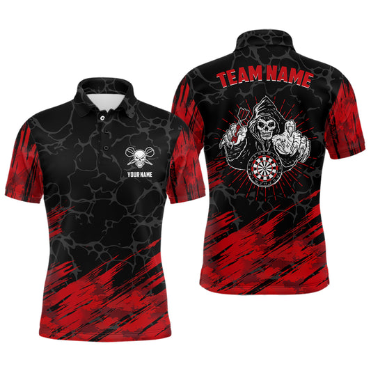 Personalized 3D All Over Print Mens Skull Darts Polo Shirt Red Black Dart Jerseys For Men LDT0647