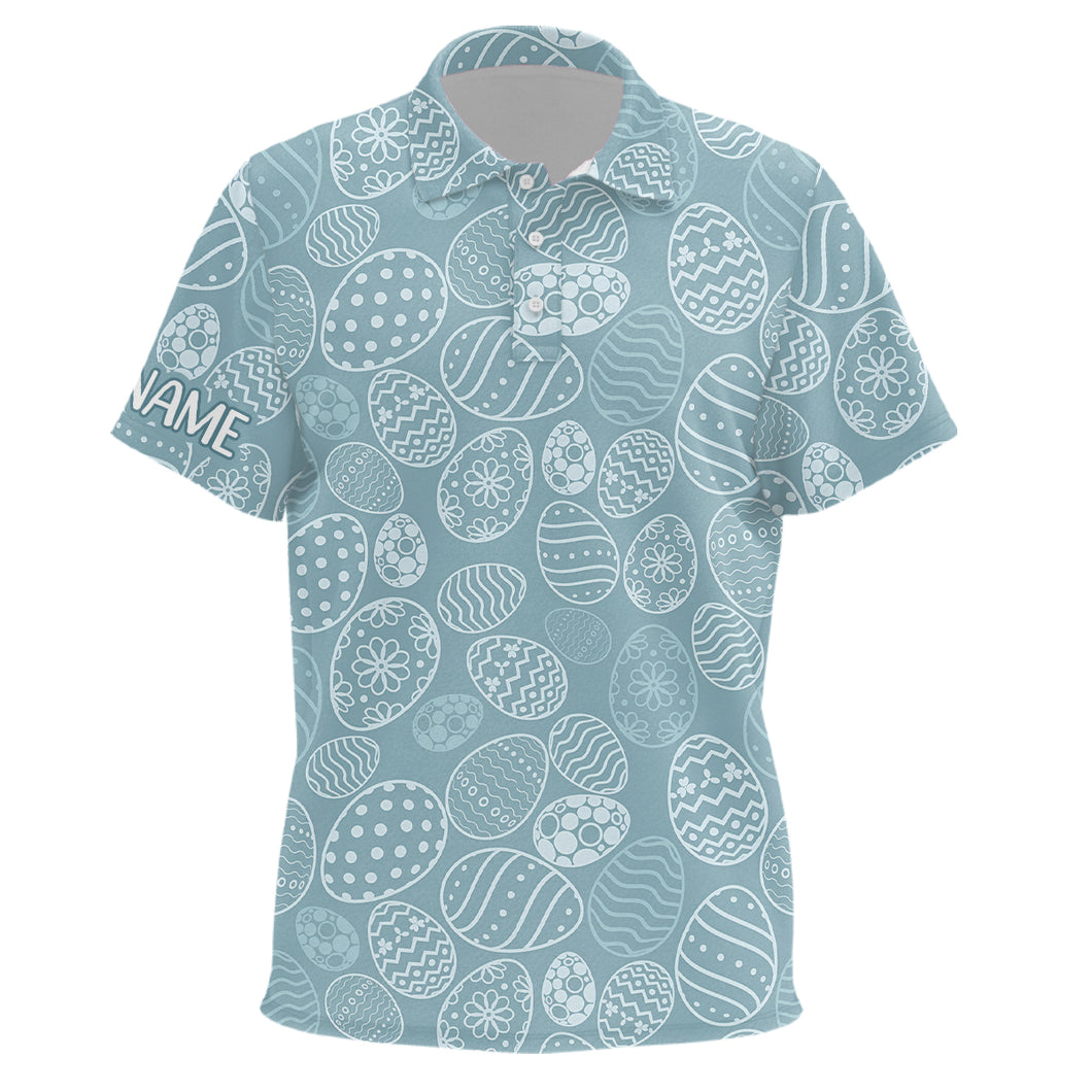 Blue Funny Easter Eggs Kids Golf Polo Shirts Custom Easter Day Golf Shirts For Kid Golf Gifts LDT1336