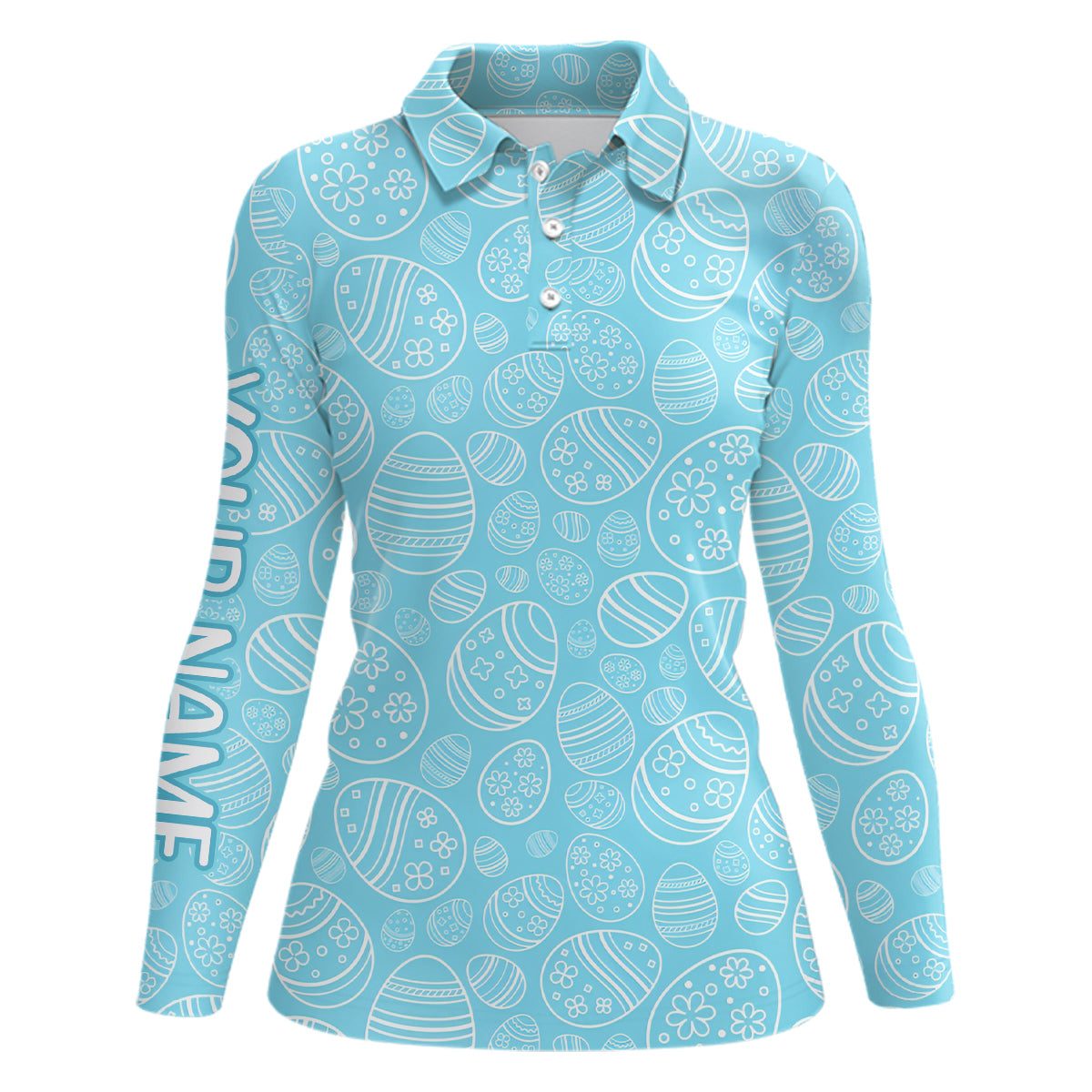 Blue Easter Eggs Womens Golf Polo Shirt Custom Easter Day Funny Golf Tops For Women Golf Gift LDT1337