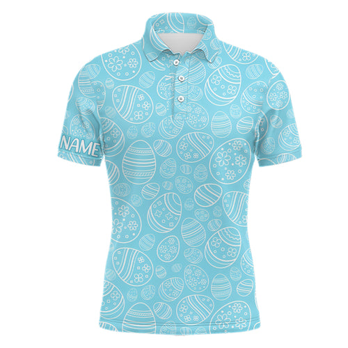 Blue Easter Eggs Mens Golf Polo Shirts Custom Easter Day Funny Golf Tops For Men Golfing Gifts LDT1337