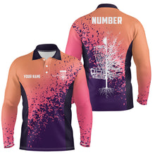 Load image into Gallery viewer, Personalized Disc Golf Gradient Sunset Paint Men Polo Shirt Custom Disc Golf Shirts For Men LDT0702