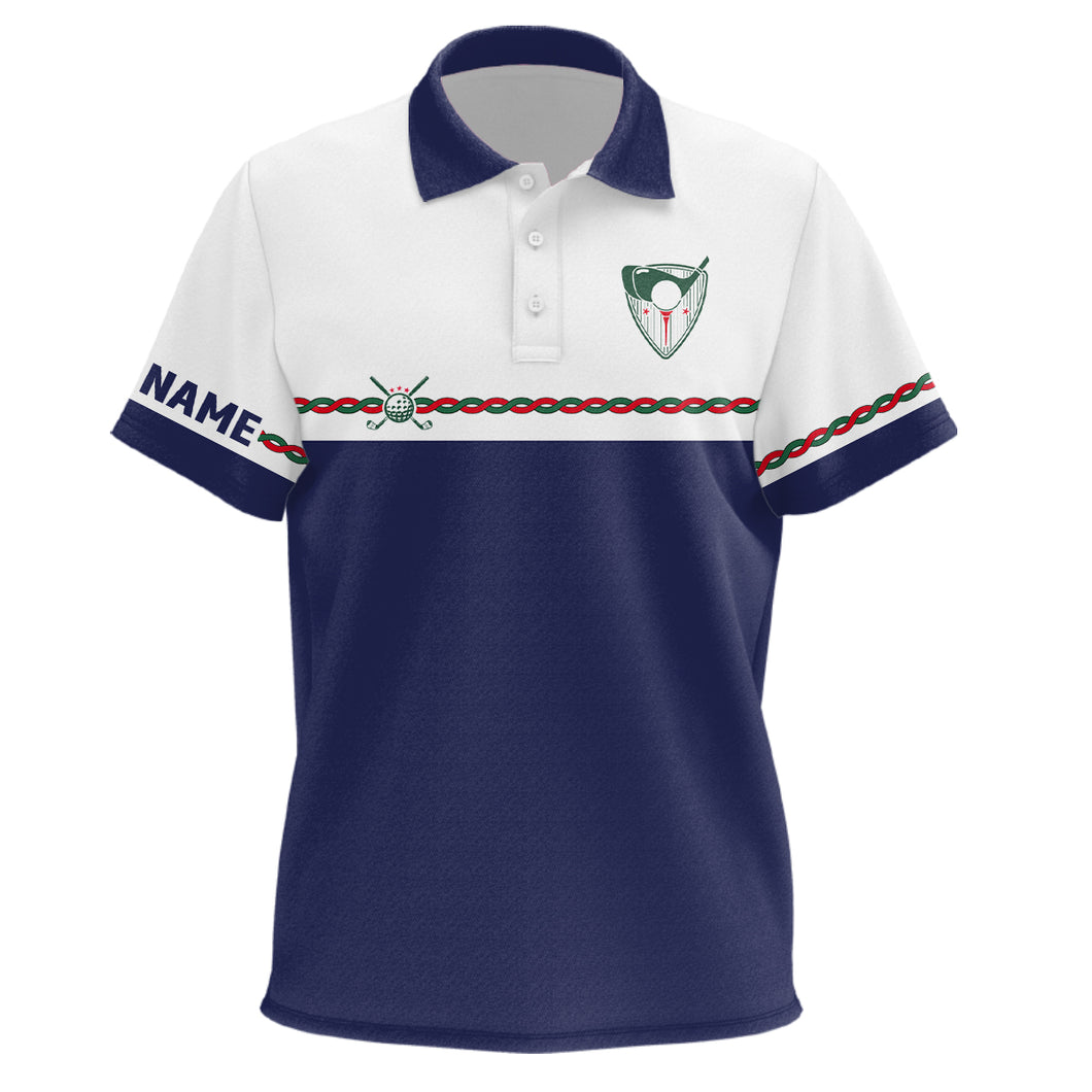 Personalized Kids Golf Polo Shirts Custom Name Navy White Golf Shirts For Kid Cool Golf Gifts LDT0383