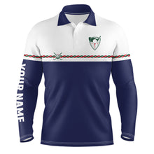 Load image into Gallery viewer, Personalized Mens Golf Polo Shirts Custom Name Navy White Golf Shirts For Men Cool Golf Gifts LDT0383