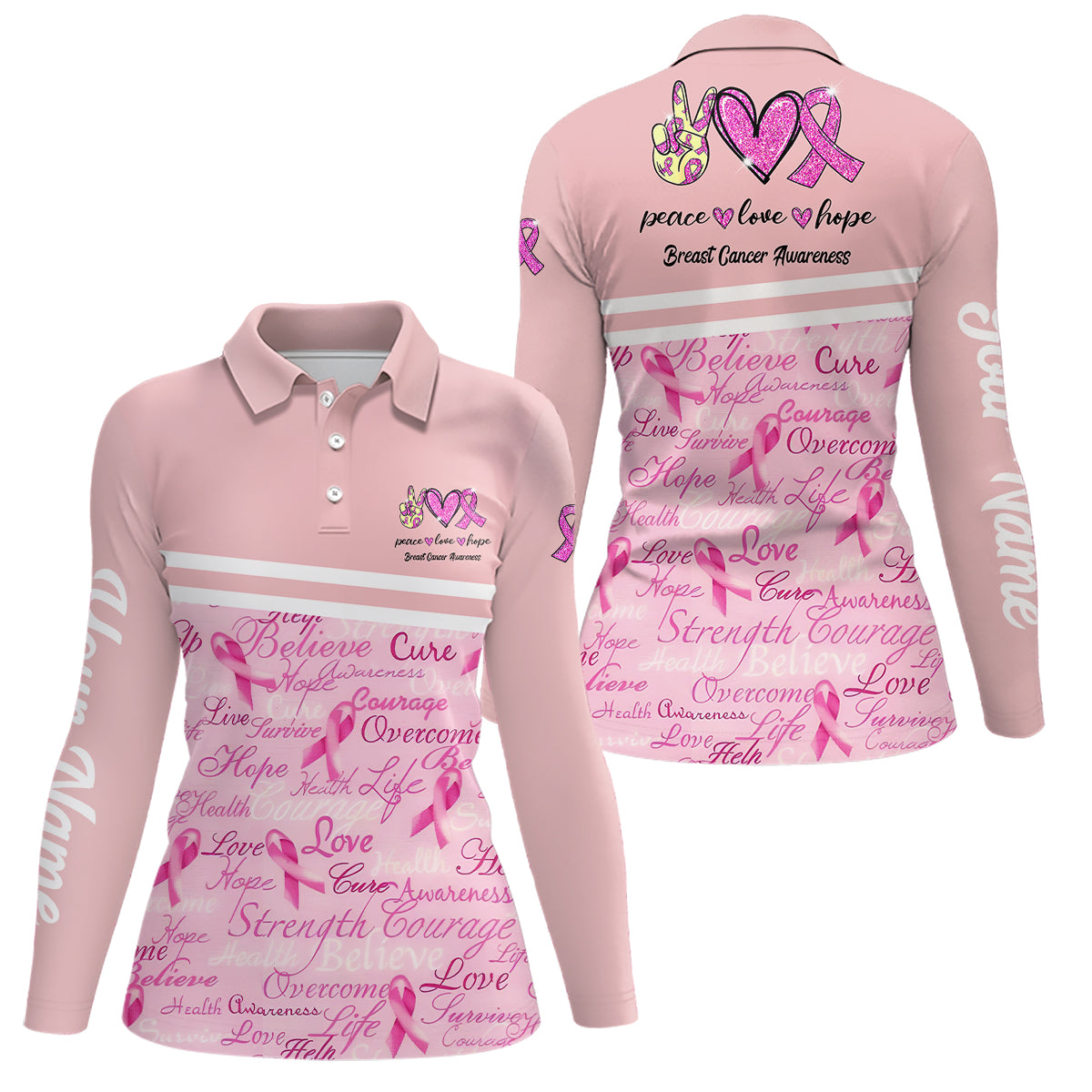 Breast Cancer Awareness Pink Golf Polo Shirt Custom Golf Shirts For Women Best Golf Gifts LDT0389