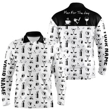 Load image into Gallery viewer, Black White Plan For The Day Golf Icons Polo Shirt Custom Golf Shirts For Men Golf Gifts LDT0392