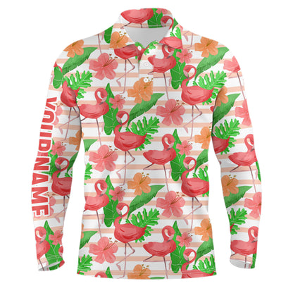 Watercolor Tropical Pink Flamingo Golf Mens Polo Shirt Customized Golf Shirts For Men Golf Gifts LDT0923