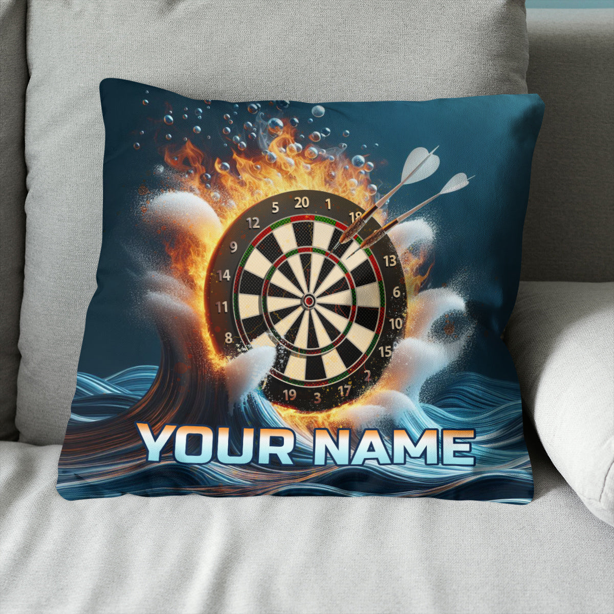 Fire And Water Dartboard Custom Throw Pillow Personalized Darts Gifts LDT1152