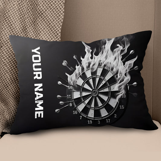 Black White Darts Flame Custom Throw Pillow Personalized Darts Gifts LDT1159